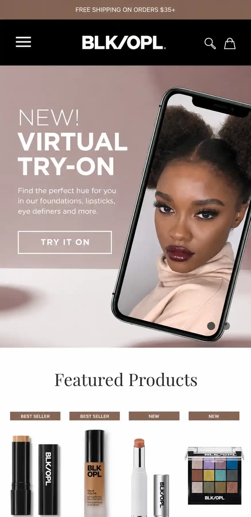 Black Opal Beauty mobile ecommerce experience