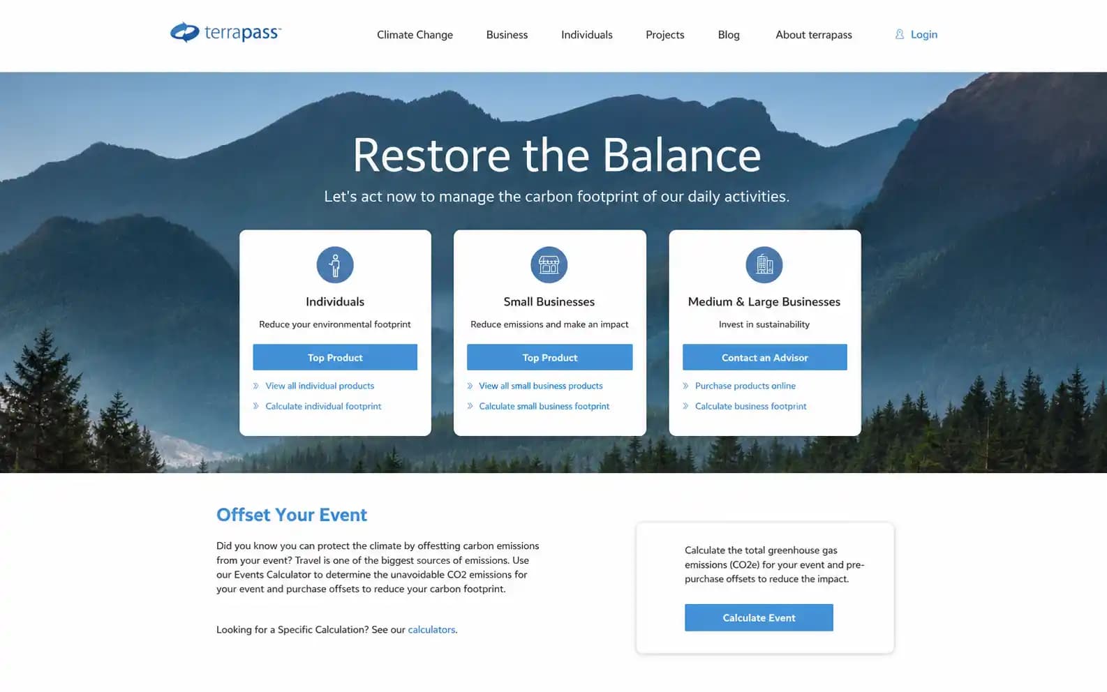 TerraPass desktop climate platform experience
