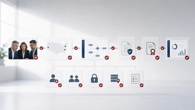 Small senior delivery team connected to onshore and compliance approval panels