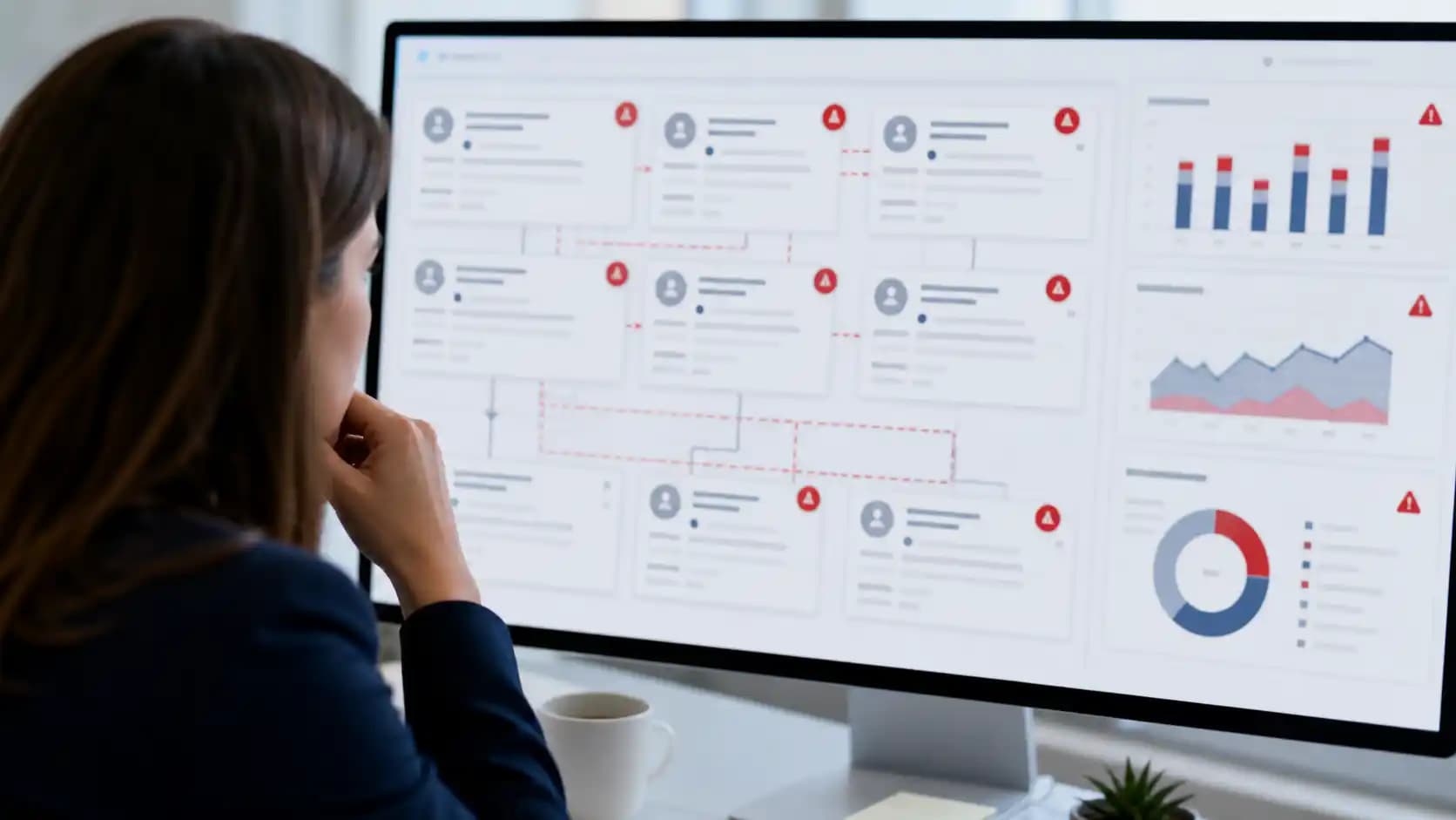 Revenue leader reviewing duplicate CRM records and conflicting report charts