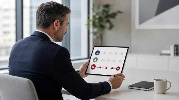 Technology leader reviewing a clean delivery model decision dashboard