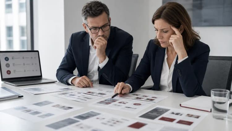 Concerned leaders comparing unclear software delivery options