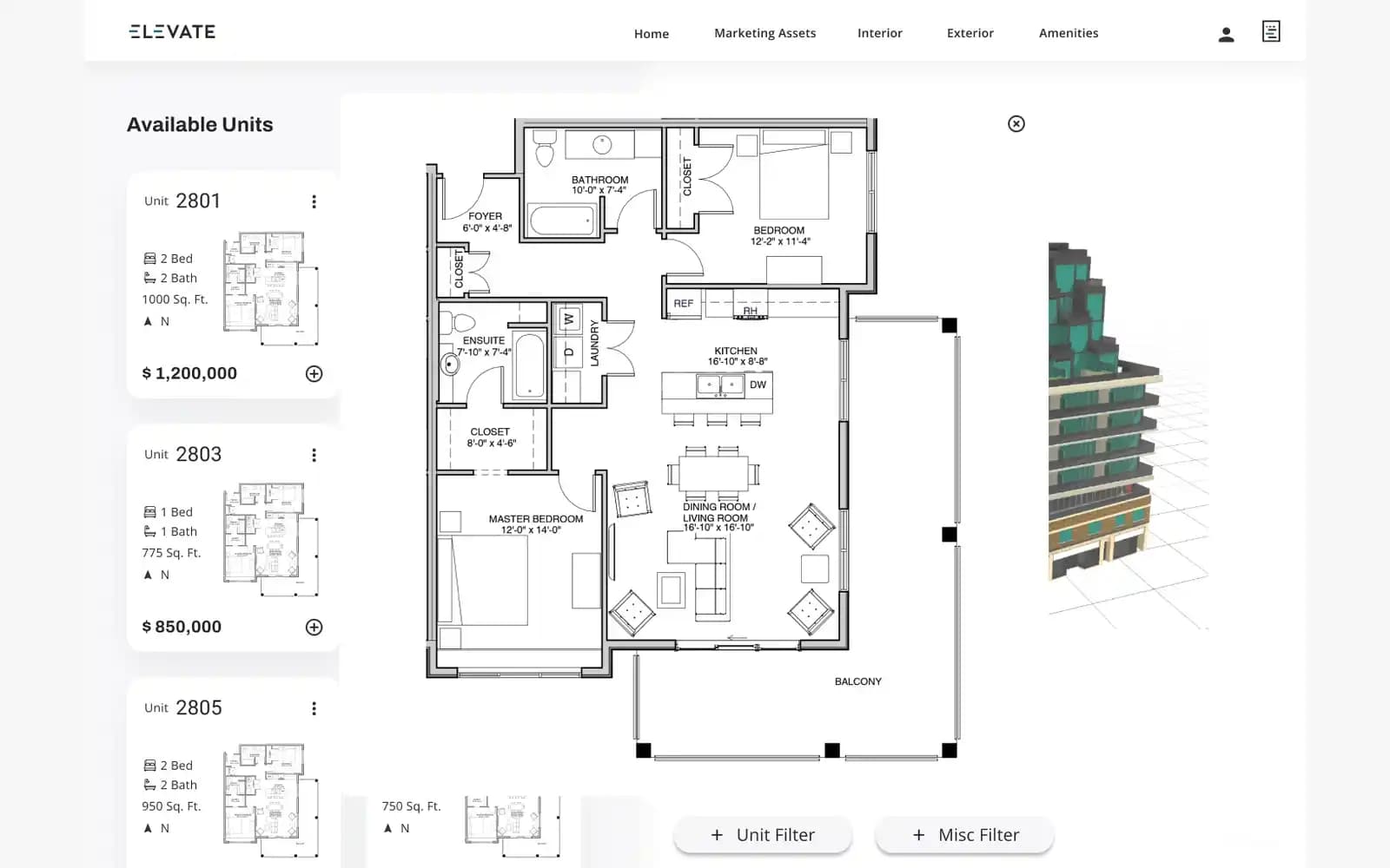 ELEVATE project unit floorplan preview