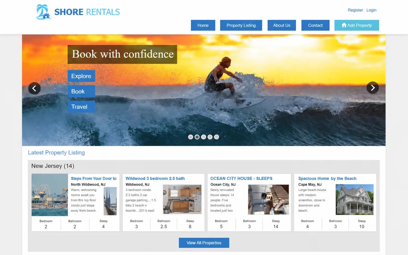ShoreRentals desktop vacation rental marketplace
