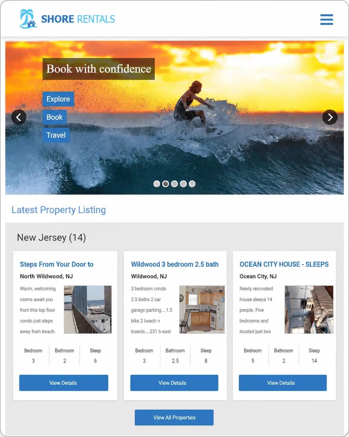 ShoreRentals tablet vacation rental marketplace