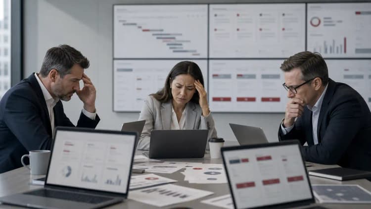 Delivery leader reviewing separate project and candidate dashboards