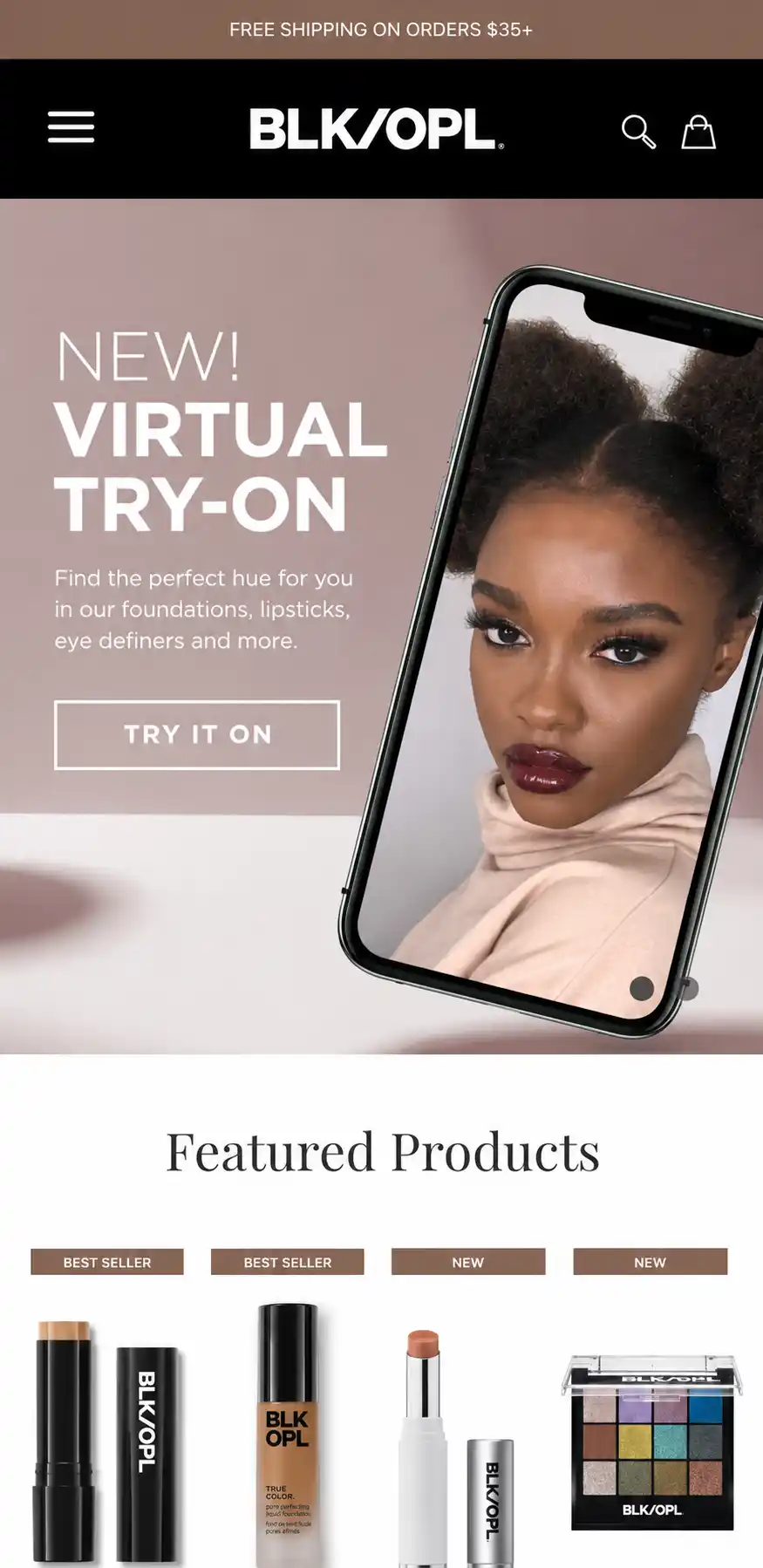 Black Opal Beauty mobile ecommerce experience