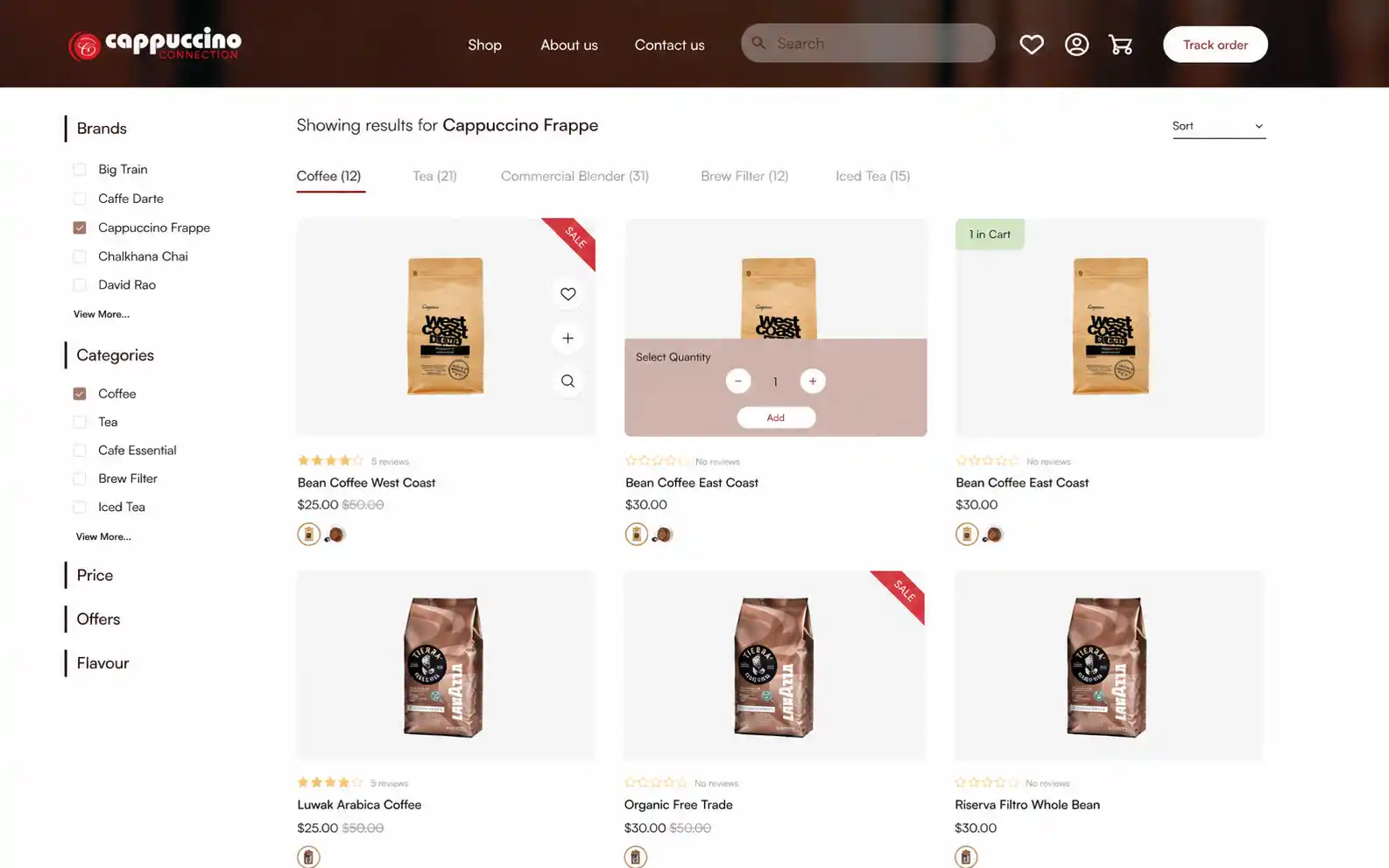 Capporders ecommerce desktop storefront