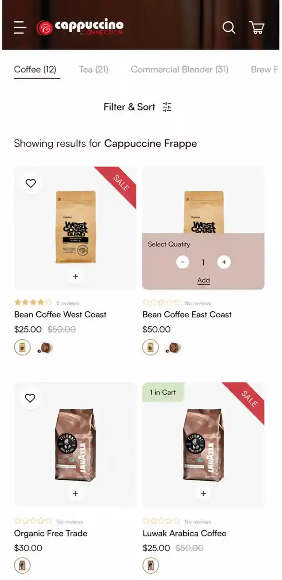 Capporders ecommerce mobile storefront