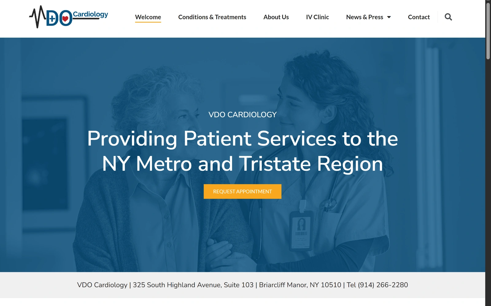 VDO Cardiology desktop healthcare website experience
