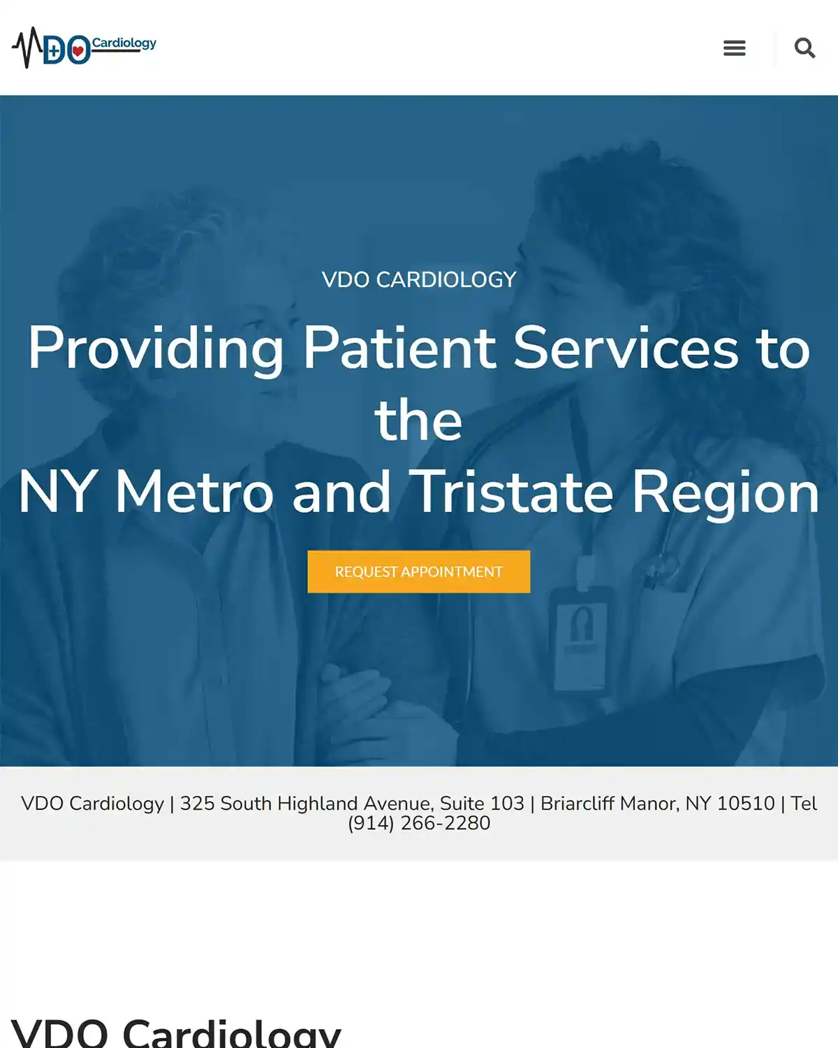 VDO Cardiology tablet healthcare website experience